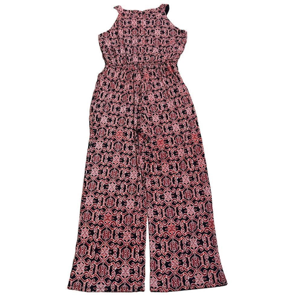 ENFOCUS Studio Red Black Print Sleeveless Jumpsuit Size 10 - Picture 3 of 16